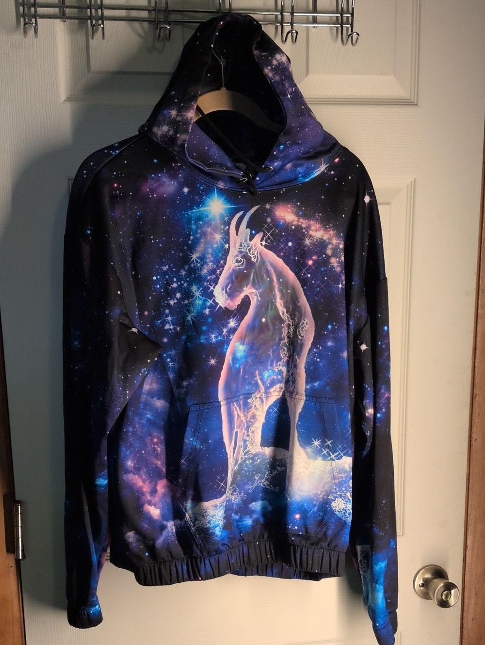 Capricorn Galaxy Goat Print Men's Hoodie Sweatshirt - Blue